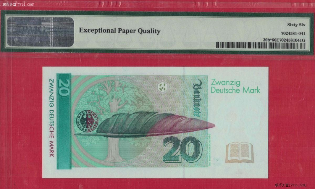 德国1993年20马克 P-39b* ZA补号冠 欧洲纸币 实物图 UNC 
