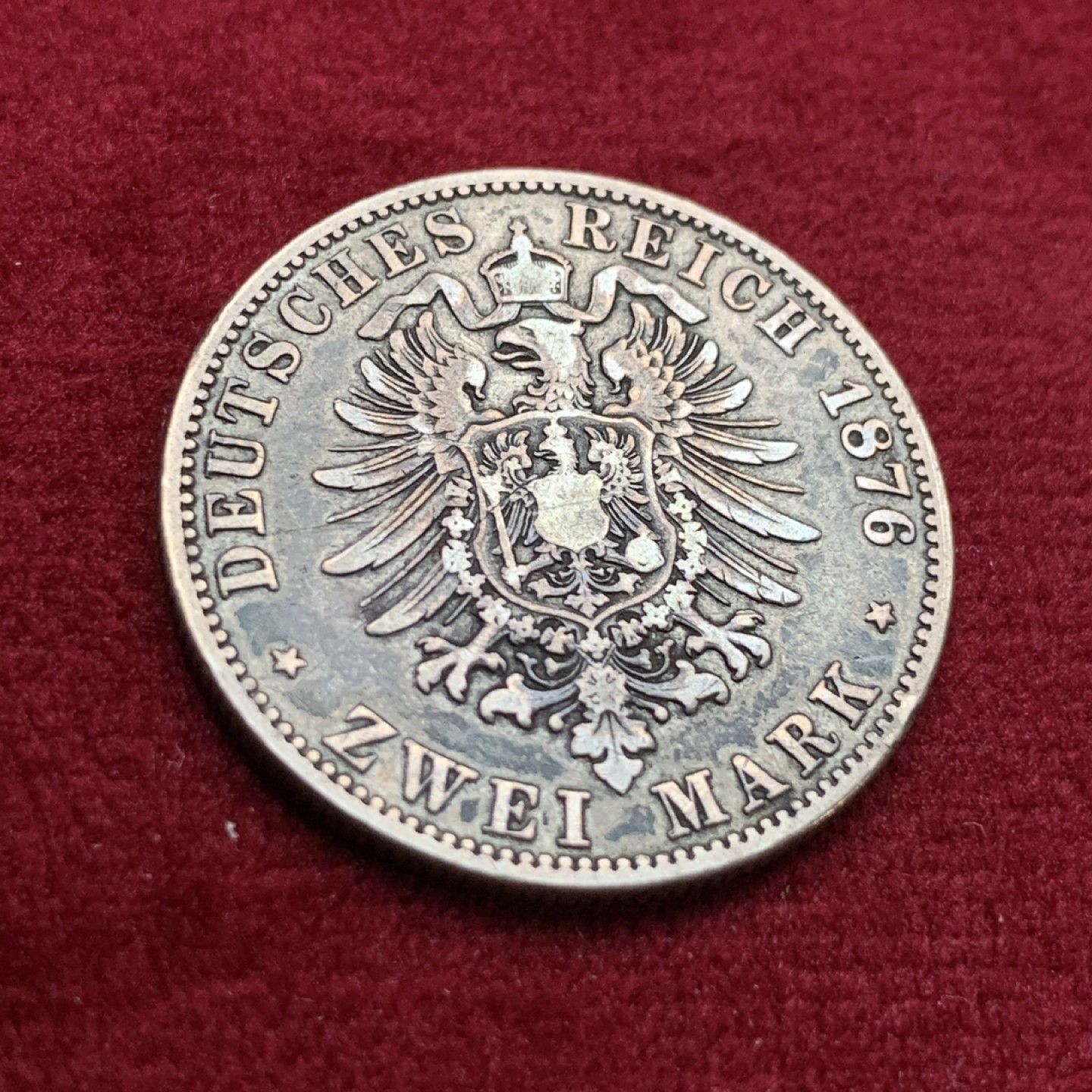 《竞宝斋》第115场-周日，周一 ，2场连拍（全场包邮） 1876年德国梅克伦堡2马克，银币，少见地中海马克