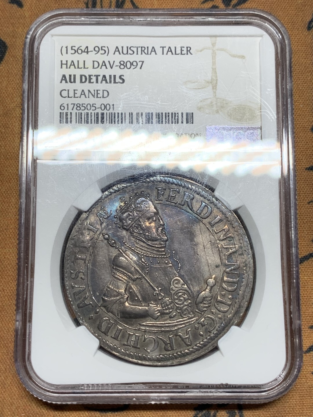 《竞宝斋》第115场-周日，周一 ，2场连拍（全场包邮） NGC AU 1564-95年奥地利费迪南德老泰勒银币 原味包浆 细节好
