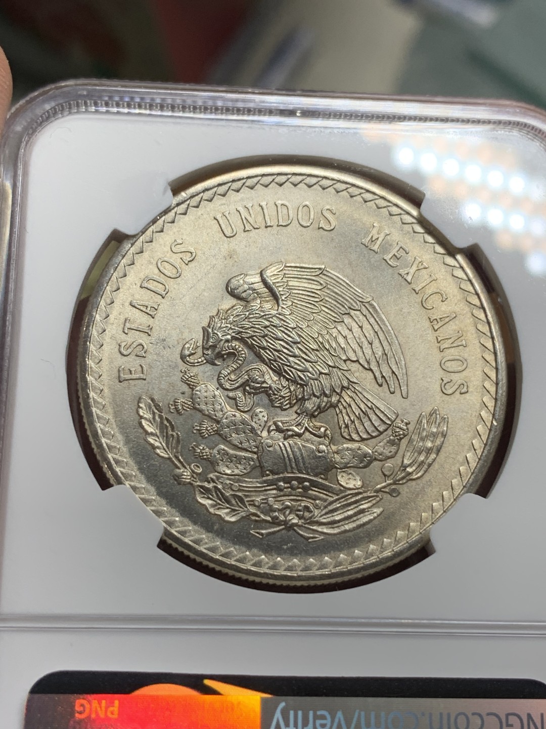 《竞宝斋》第115场-周日，周一 ，2场连拍（全场包邮） NGC-MS65 墨西哥1948年 印第安人5比索大银币 顶级好品