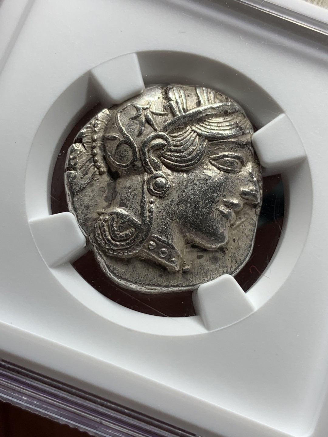 《竞宝斋》第115场-周日，周一 ，2场连拍（全场包邮） NGC Ch AU 古典币评级 5/5,3/5 公元前440-404年 古希腊 雅典娜 猫头鹰 4德拉玛克 银币 重17.19克 打制犀利 给CH实在难得