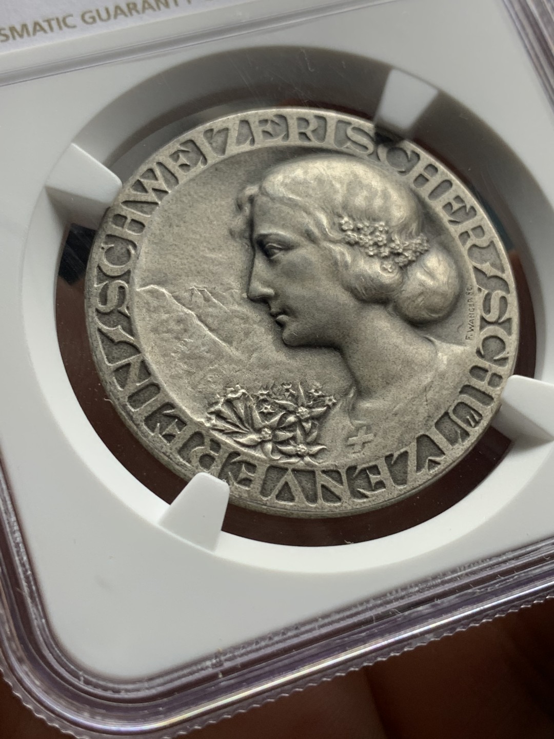 《竞宝斋》第115场-周日，周一 ，2场连拍（全场包邮） NGC MS66  1920-30年代瑞士射击节女神银章 完美品相