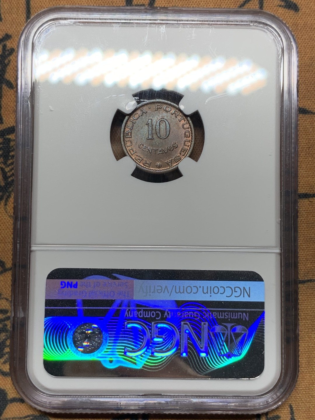 《竞宝斋》第115场-周日，周一 ，2场连拍（全场包邮） NGC MS64BN 葡属圣多美和普林西比1962年10分铜币