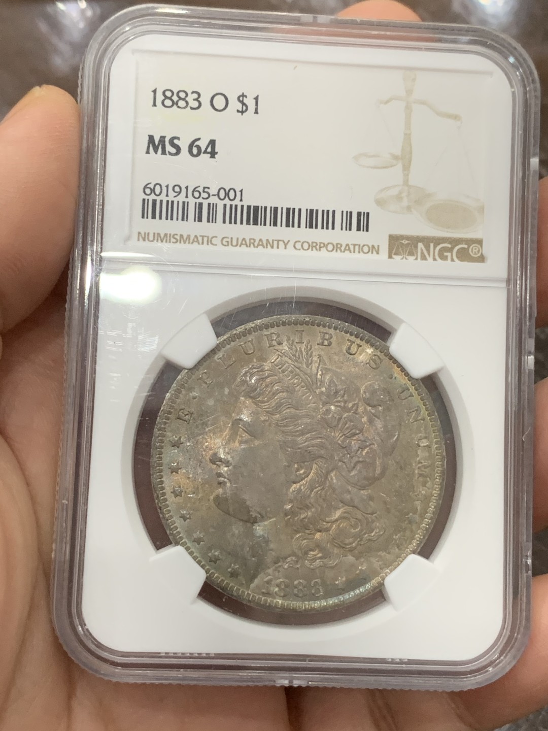 《竞宝斋》第115场-周日，周一 ，2场连拍（全场包邮） NGC-MS64 美国 1883年 摩根银币 卷首彩 状态很不错