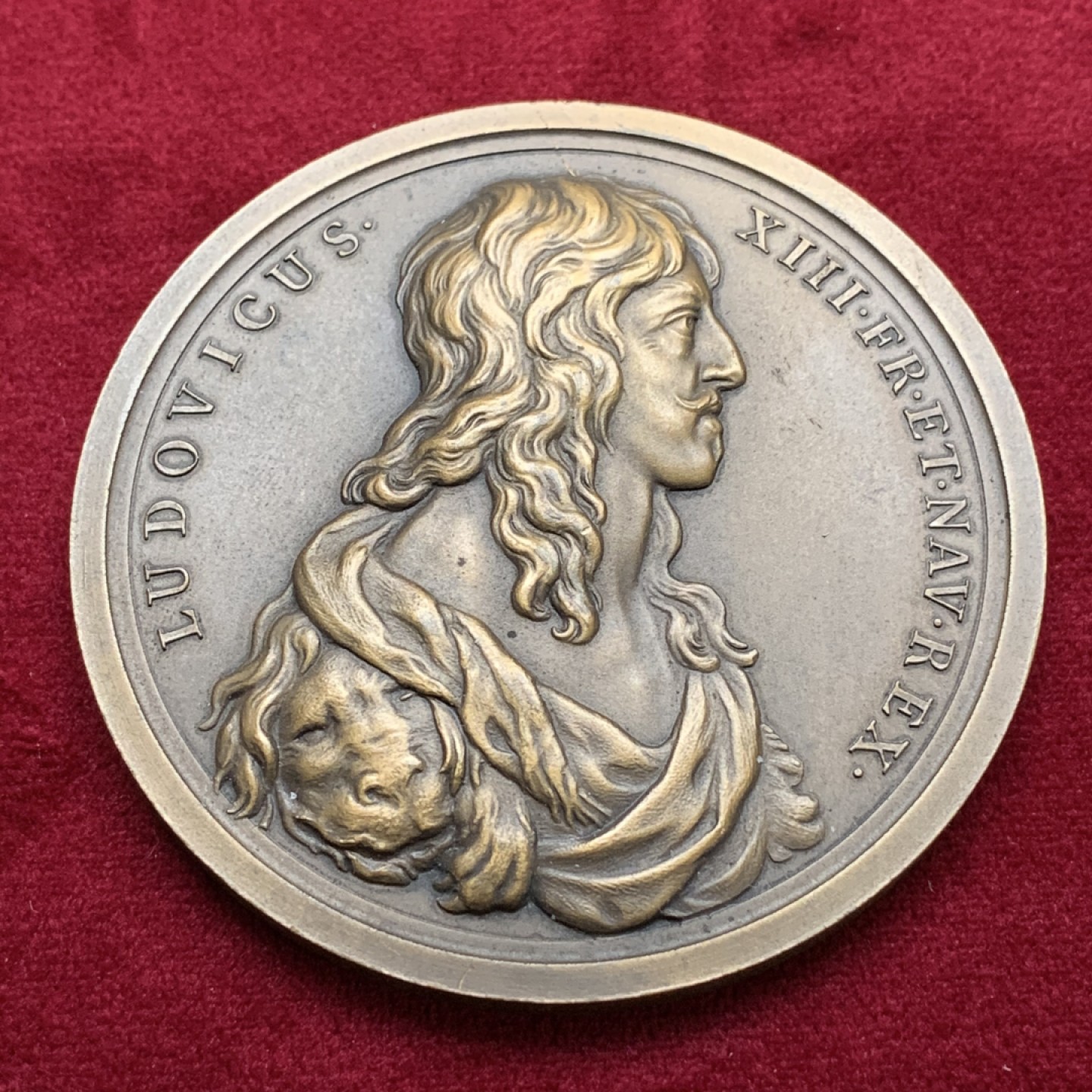 《竞宝斋》第115场-周日，周一 ，2场连拍（全场包邮） 1637年法国路易十三  星座大铜章（20世纪初铸造），直径72mm，重量182g 超大规格 细节精细