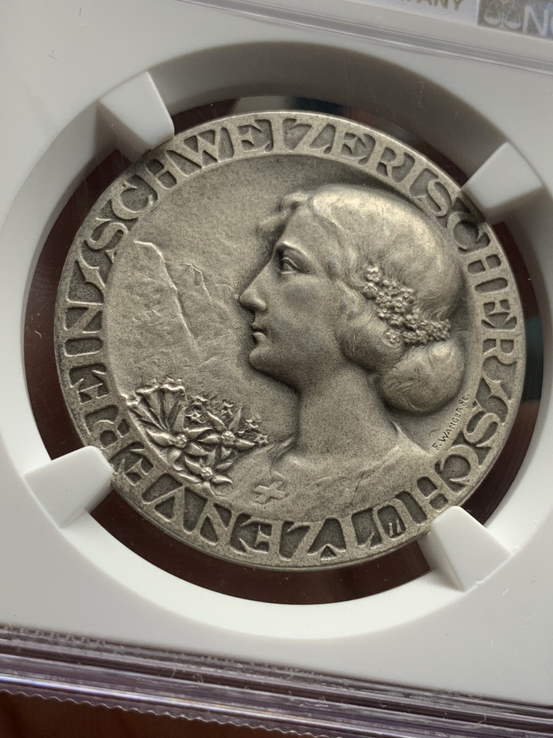 《竞宝斋》第115场-周日，周一 ，2场连拍（全场包邮） NGC MS66  1920-30年代瑞士射击节女神银章 完美品相