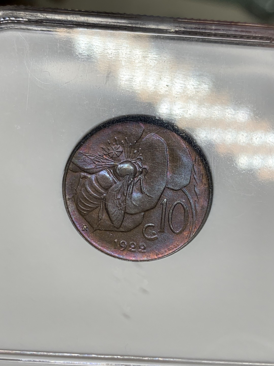 《竞宝斋》第116场-周日，周一 ，2场连拍（全场包邮） NGC MS65BN 意大利1922年国王伊曼纽尔三世头像10分铜币