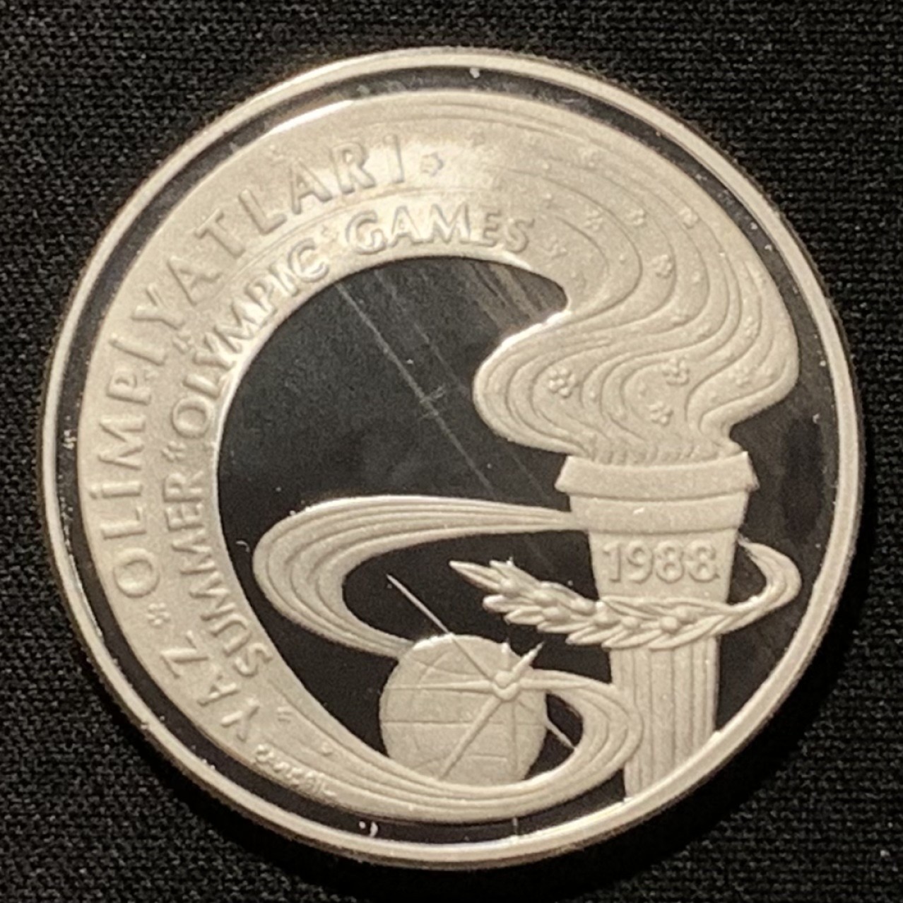 紫瑗钱币——第264期拍卖 土耳其 1988年 汉城奥运会 火炬 10000里拉 23.33克 0.925银 精制