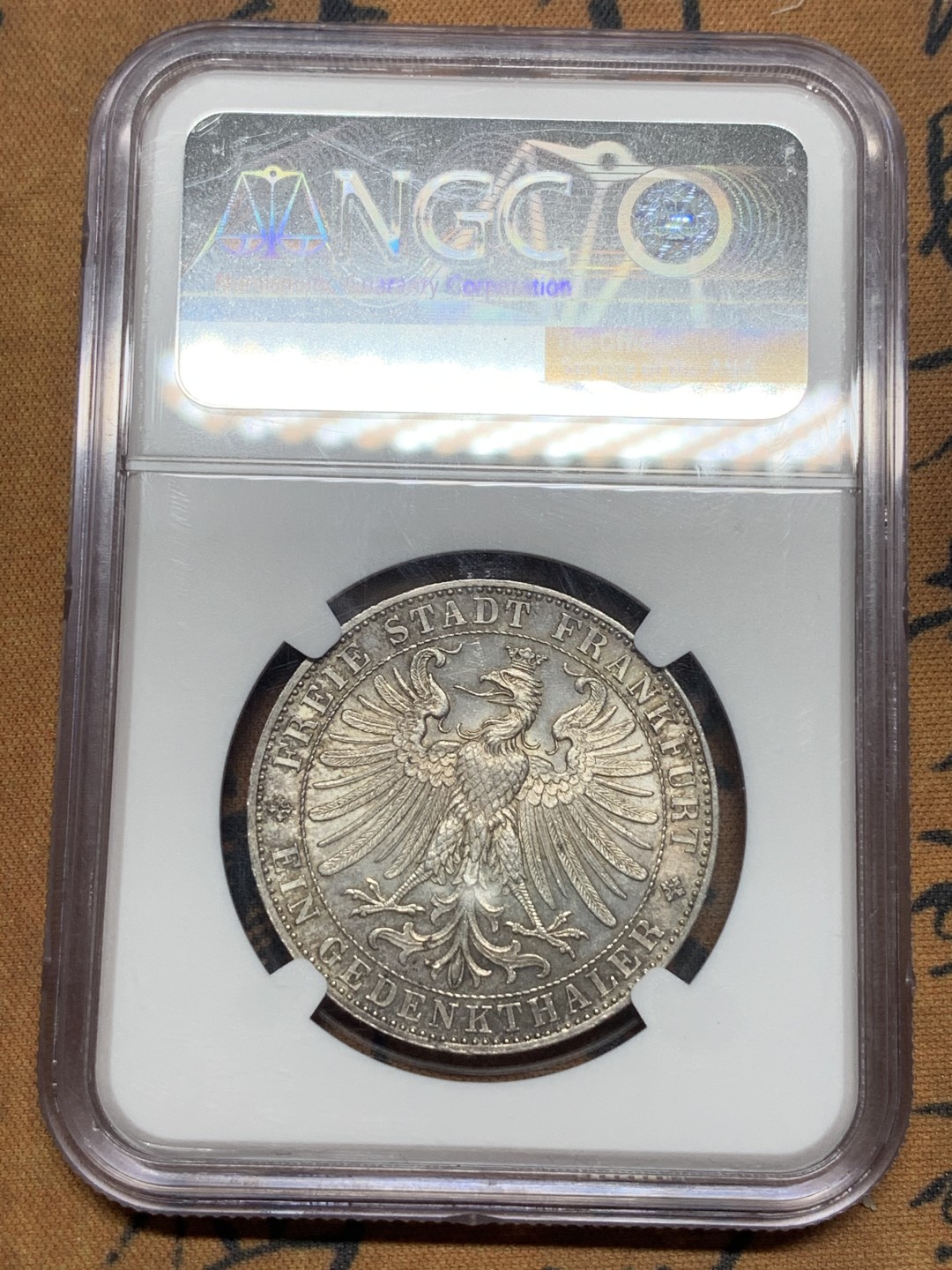 《竞宝斋》第116场-周日，周一 ，2场连拍（全场包邮） NGC MS63 1863年德国法兰克福王子会议泰勒 金色包浆 不输64分