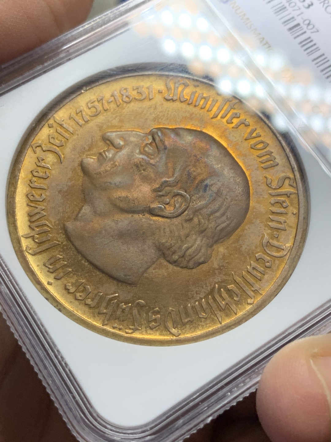 《竞宝斋》第116场-周日，周一 ，2场连拍（全场包邮） NGC MS63 1923年德国德紧时期威斯特法伦10000马克镀金大马币