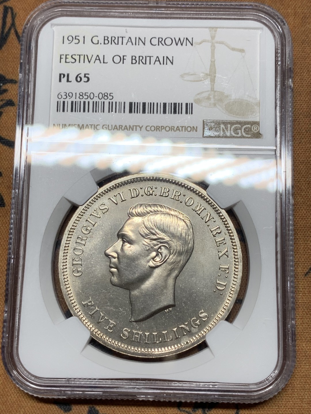 《竞宝斋》第116场-周日，周一 ，2场连拍（全场包邮） NGC PL65 英国 1951年 1克朗镍马剑 高分少见 基本高一分价翻倍 目前还没遇到66分的