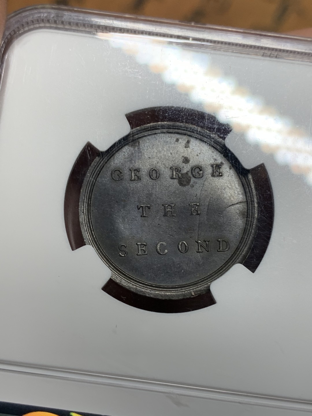 《竞宝斋》第116场-周日，周一 ，2场连拍（全场包邮） NGC MS63BN 英国1773年历史人物纪念铜章之乔治二世国王