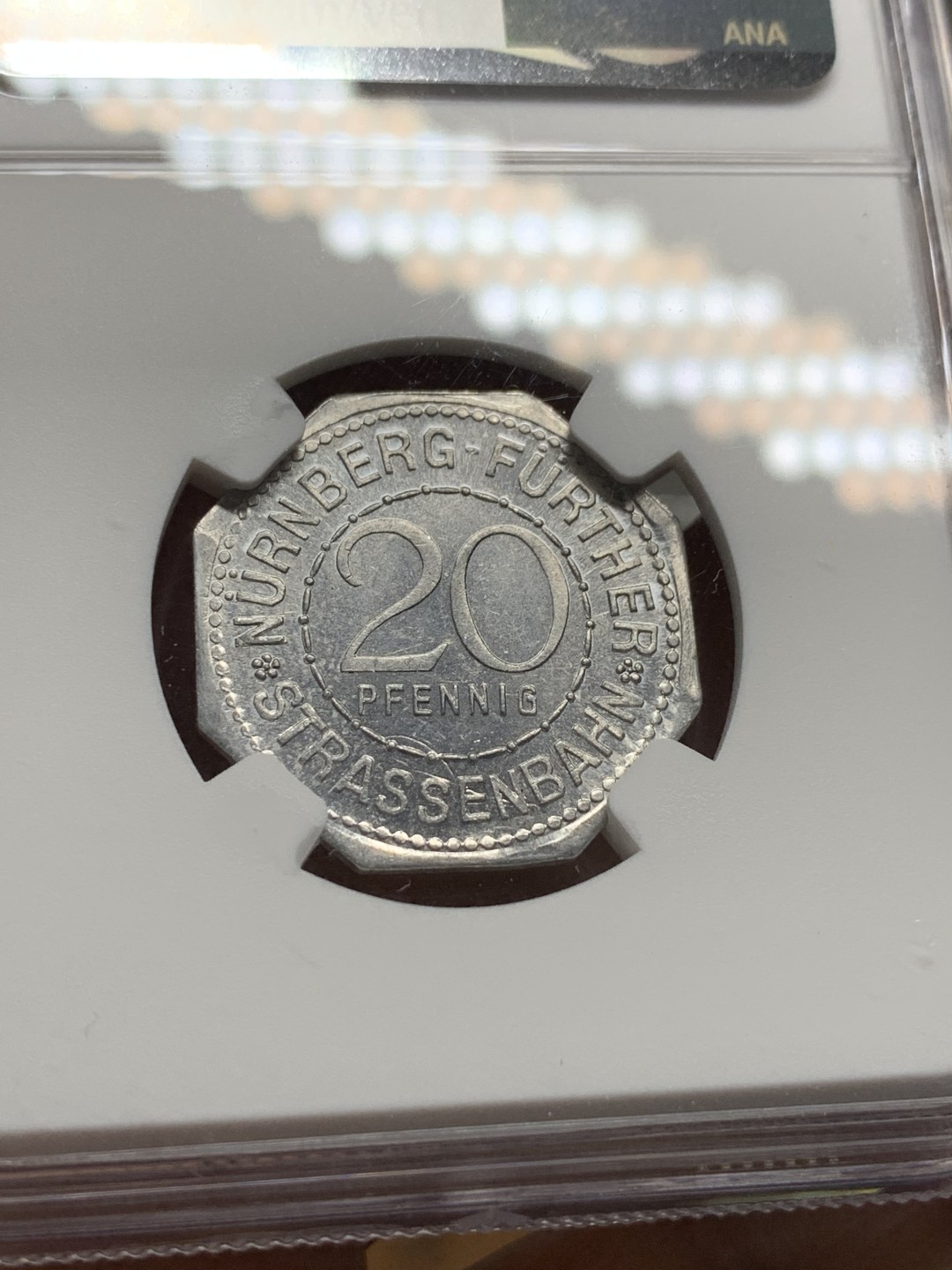 《竞宝斋》第116场-周日，周一 ，2场连拍（全场包邮） NGC MS63 1920年 德国 纽伦堡20芬尼 城市景观币性价比极高的一枚