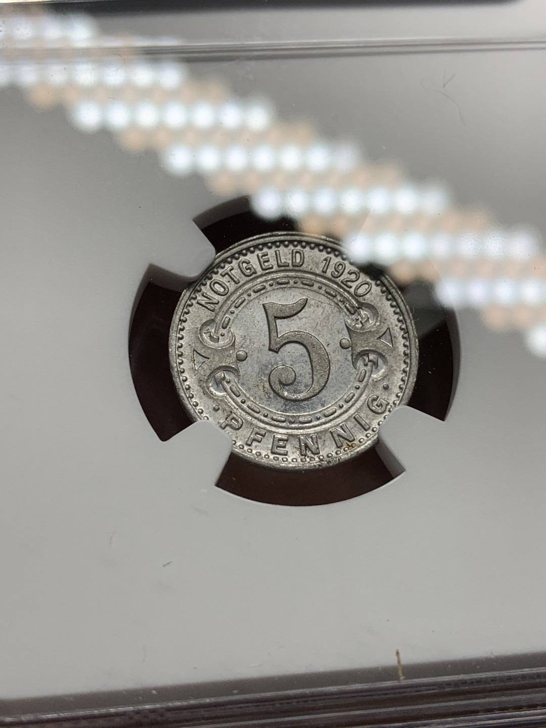 《竞宝斋》第116场-周日，周一 ，2场连拍（全场包邮） NGC MS64 1920年 德国 德紧伦内普5芬尼铝币 镜面底板 品相难得