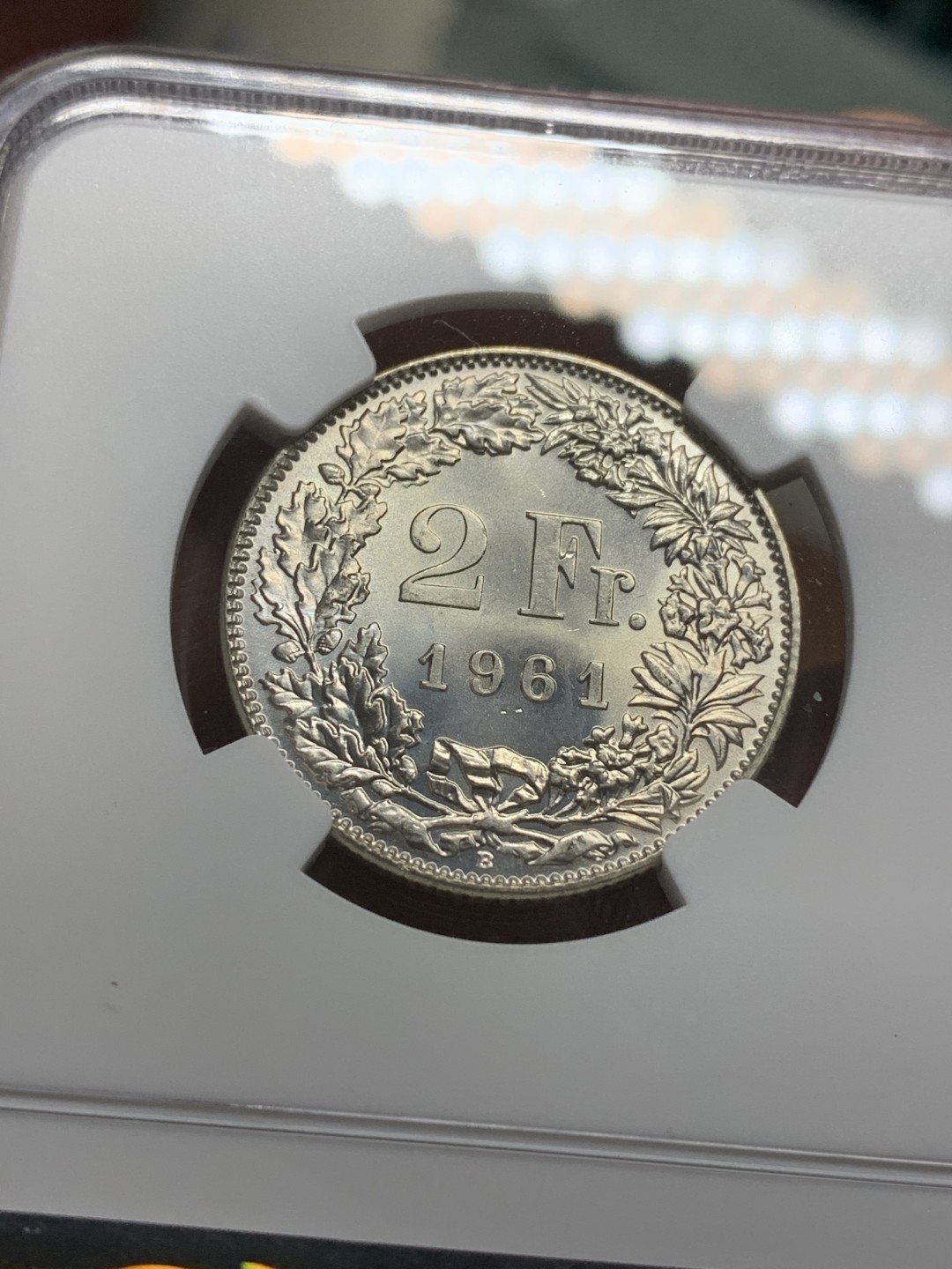 《竞宝斋》第116场-周日，周一 ，2场连拍（全场包邮） NGC MS65 1961年瑞士2法郎 2法郎高分难得