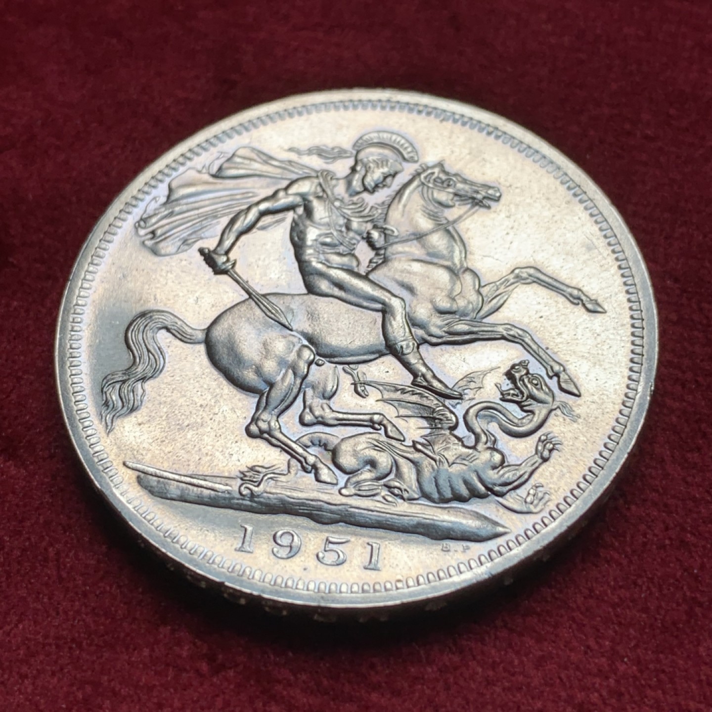 《竞宝斋》第116场-周日，周一 ，2场连拍（全场包邮） 英国 1951年 乔治六世 最后的马剑 克朗镍马剑 红盒带证书