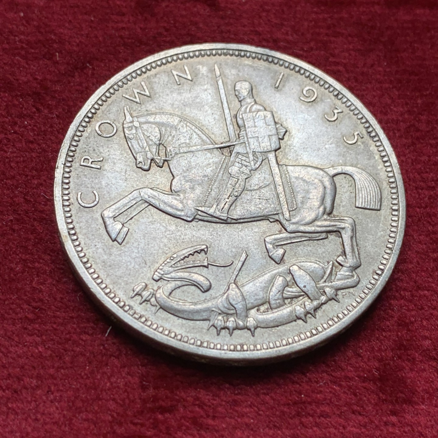 《竞宝斋》第116场-周日，周一 ，2场连拍（全场包邮） 英国 1935年 乔五 木马 克朗 大银币 原味包浆