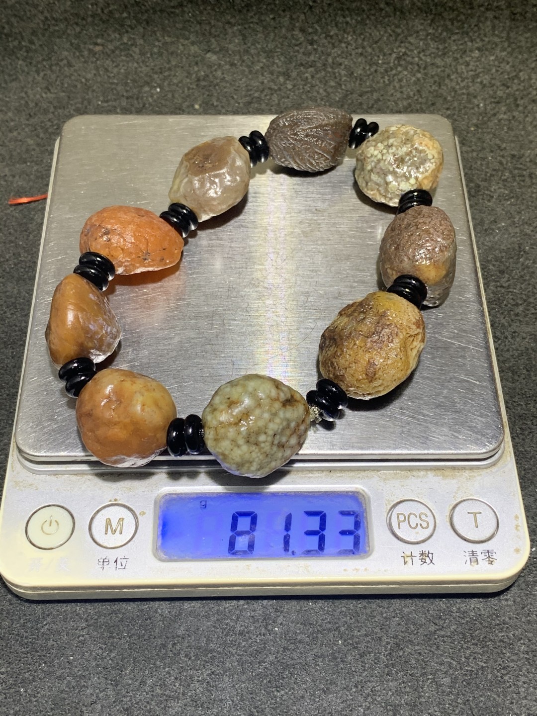精美戈壁阿拉善多宝筋脉石大颗粒手串一条，