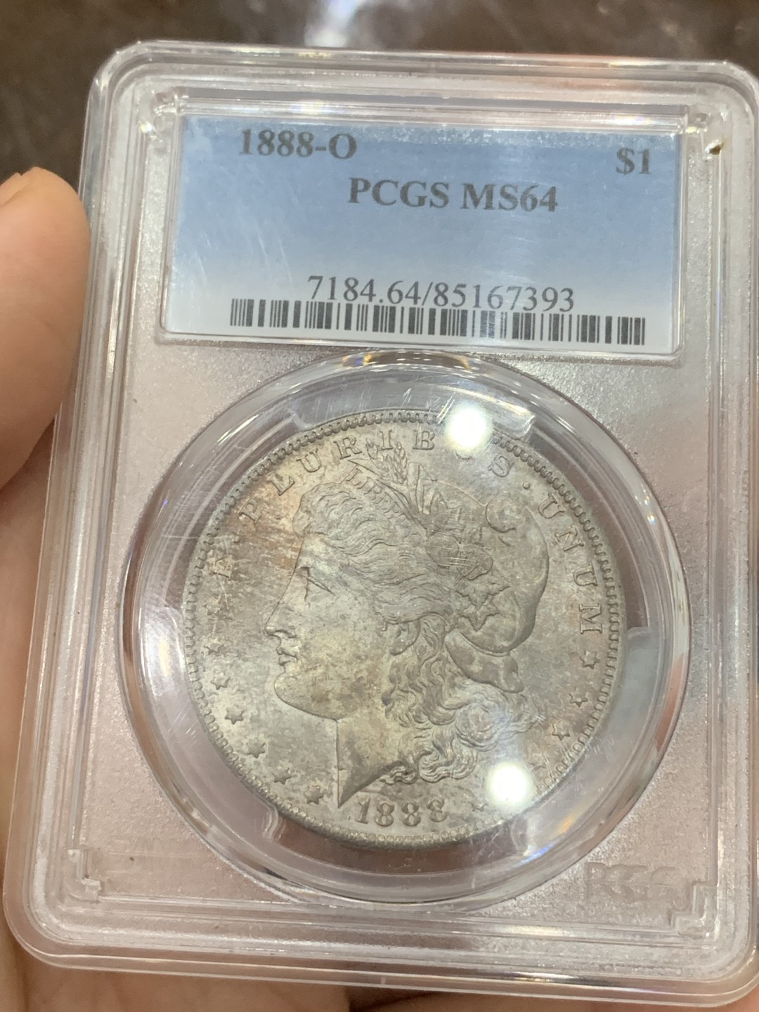 《竞宝斋》第116场-周日，周一 ，2场连拍（全场包邮） PCGS-MS64 美国 1888年 摩根银币 好彩好年 鹰面晚霞金