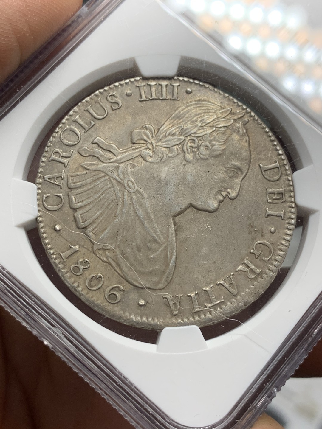 《竞宝斋》第116场-周日，周一 ，2场连拍（全场包邮） NGC-UNC 墨西哥 1806年 8R 卡四 大银币 人面很干净观感状态很好 打制清晰 背面特别好