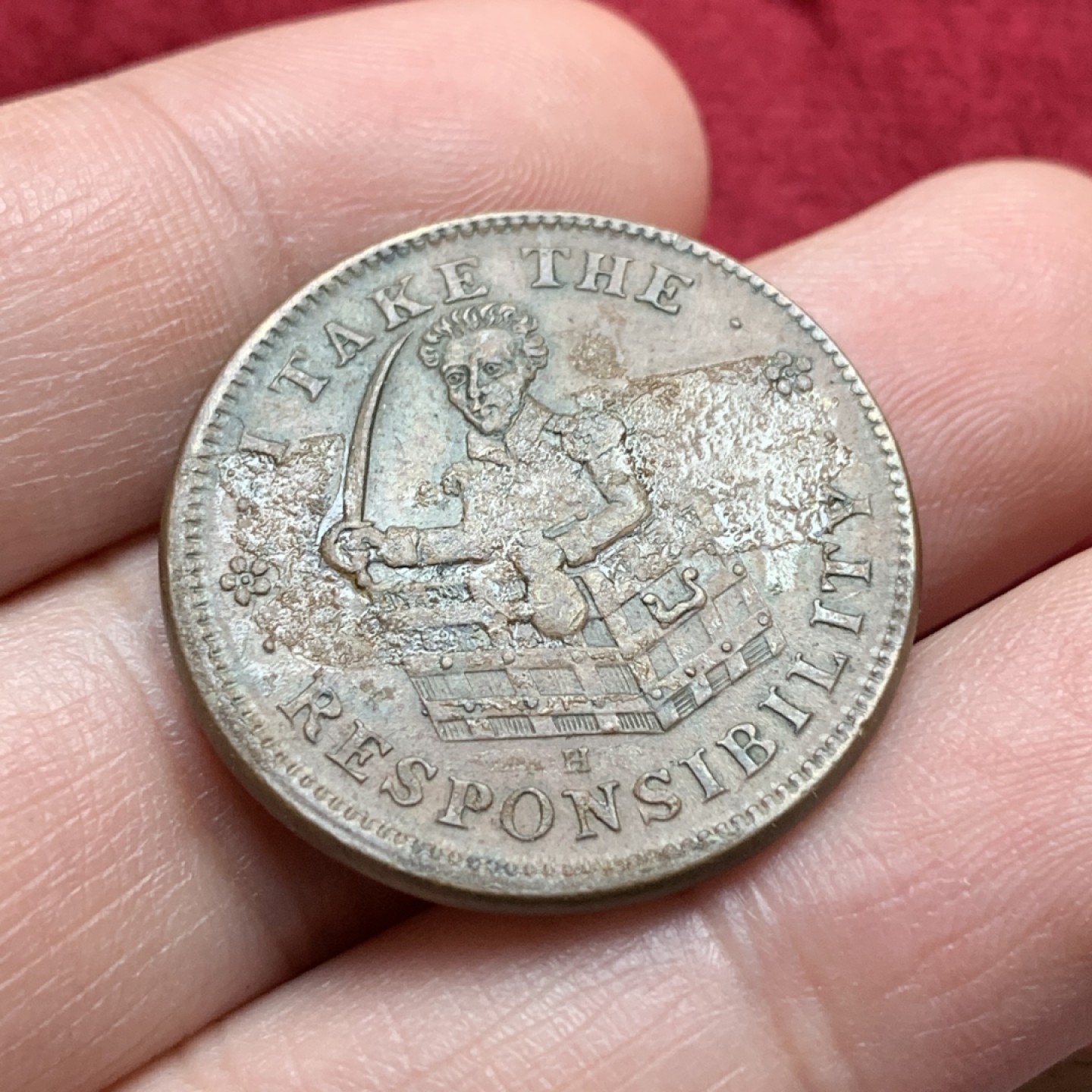 《竞宝斋》第116场-周日，周一 ，2场连拍（全场包邮） 美国 1837年 艰难时代 代用币 TOKEN 28.8mm直径 非常 厚重，1837作为美国第一次大萧条的首年