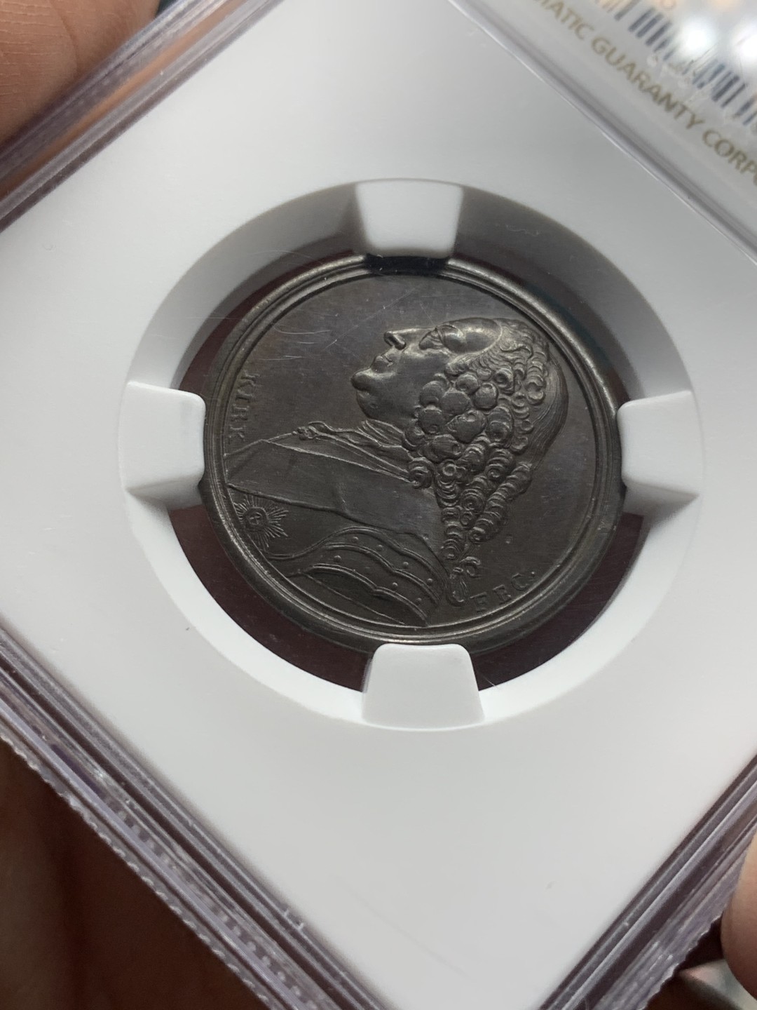 《竞宝斋》第116场-周日，周一 ，2场连拍（全场包邮） NGC MS63BN 英国1773年历史人物纪念铜章之乔治二世国王