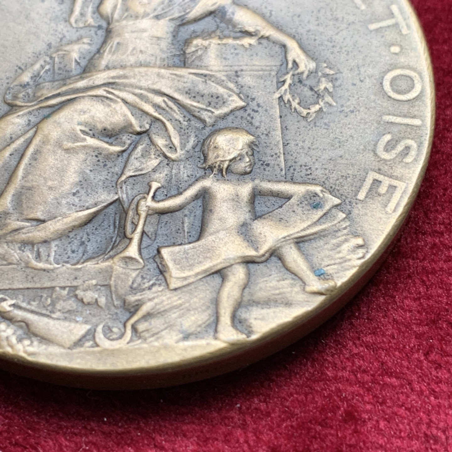 《竞宝斋》第116场-周日，周一 ，2场连拍（全场包邮） 法国19世纪铜章，塞纳和瓦兹，女神花环，边铭丰饶角BR，重量71.8g，直径50.51mm