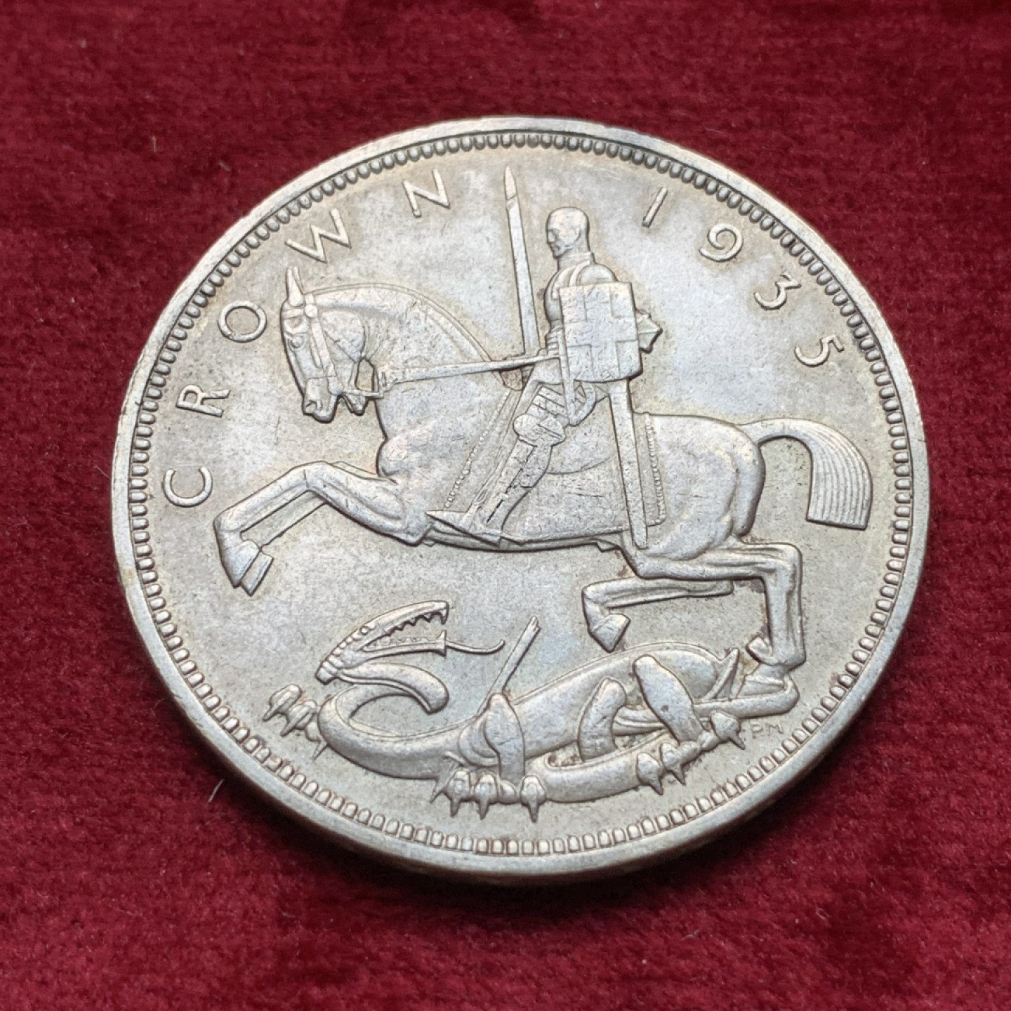 《竞宝斋》第116场-周日，周一 ，2场连拍（全场包邮） 英国 1935年 乔五 木马 克朗 大银币 原味包浆