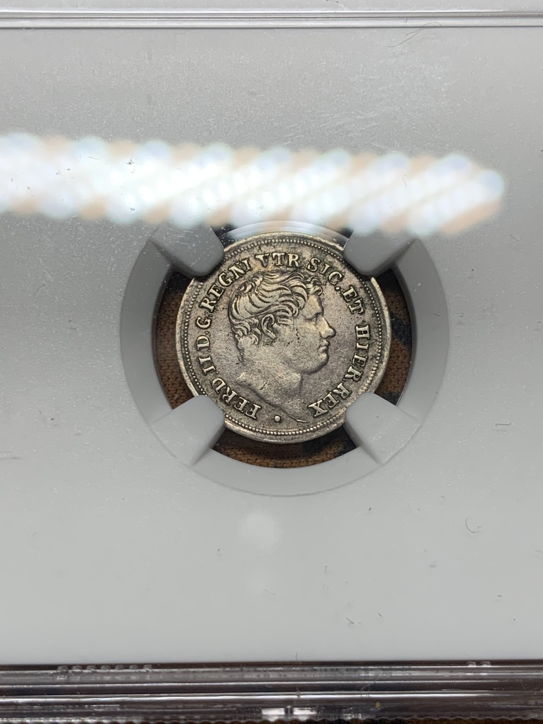 《竞宝斋》第116场-周日，周一 ，2场连拍（全场包邮） NGC XF 意大利 那不勒斯&西西里 1844年 5G 银币 少见品种