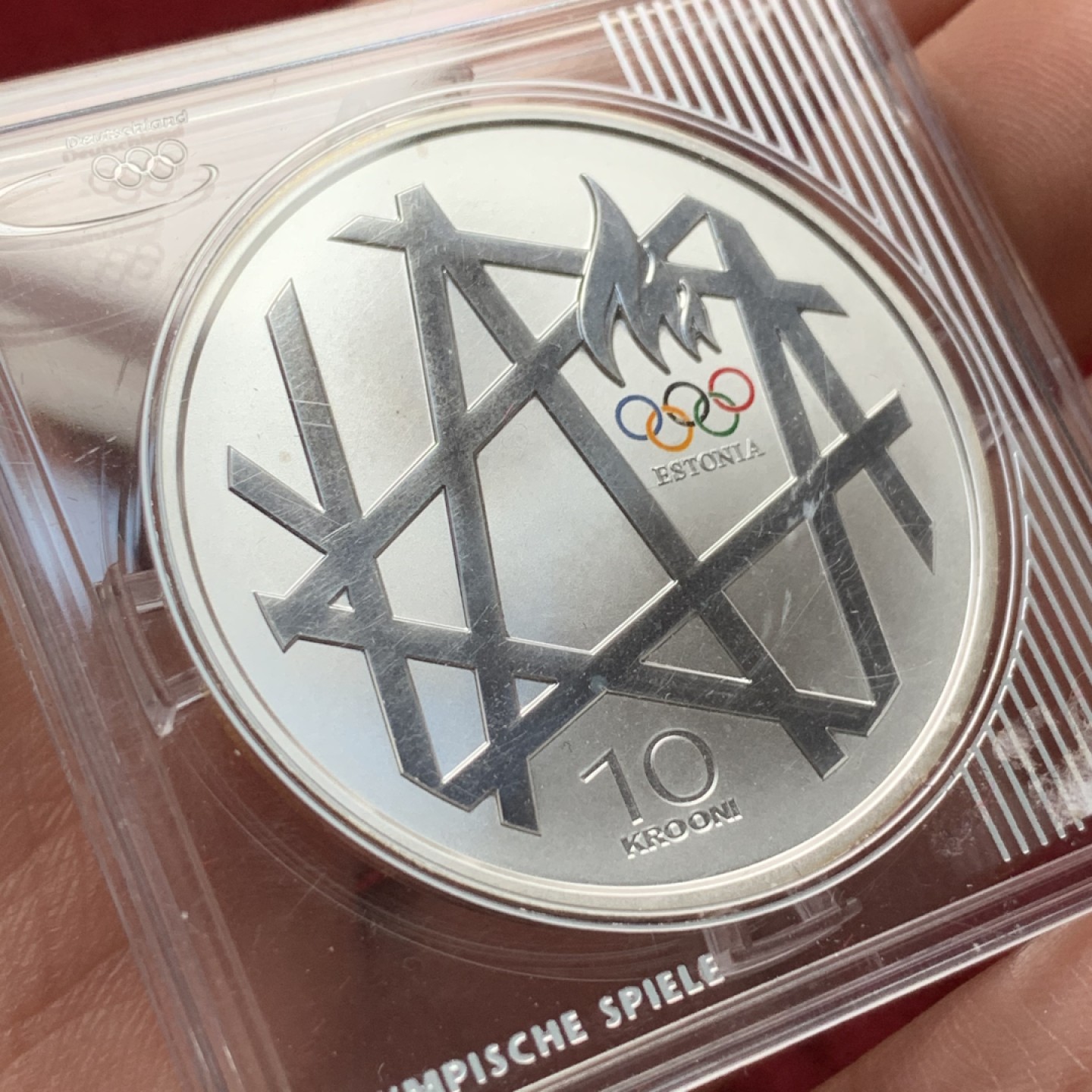 《竞宝斋》第116场-周日，周一 ，2场连拍（全场包邮） 爱沙尼亚 2008年 纪念北京奥运 10克朗大银币 28.28克 999银 非常稀少