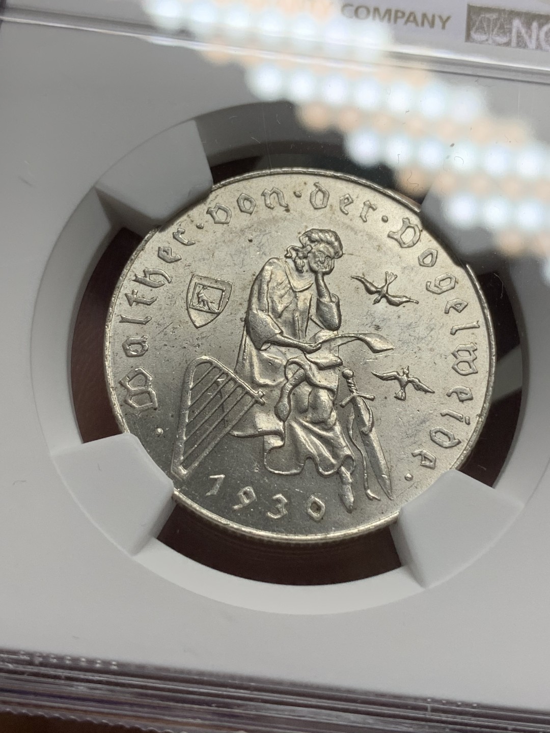 《竞宝斋》第116场-周日，周一 ，2场连拍（全场包邮） NGC-MS63 奥地利1930年 诗人瓦尔特 2先令银币 原光好品 天堂最新成交价350