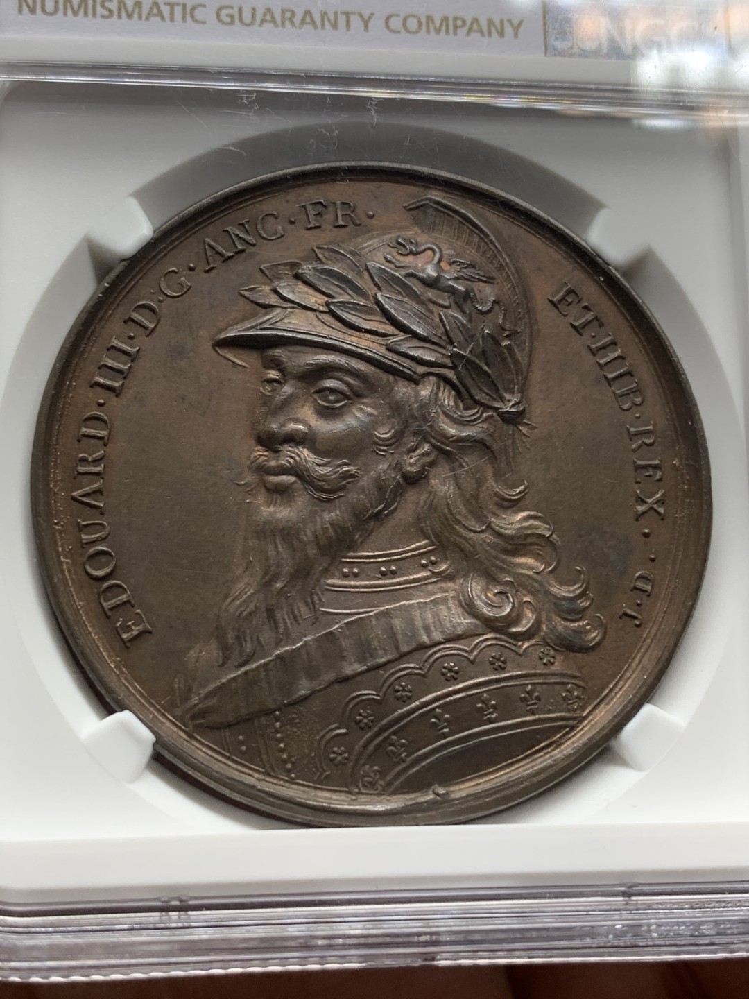 《竞宝斋》第116场-周日，周一 ，2场连拍（全场包邮） NGC-MS62BN 英国 1830 爱德华三世 大铜章 加厚盒 设计不错