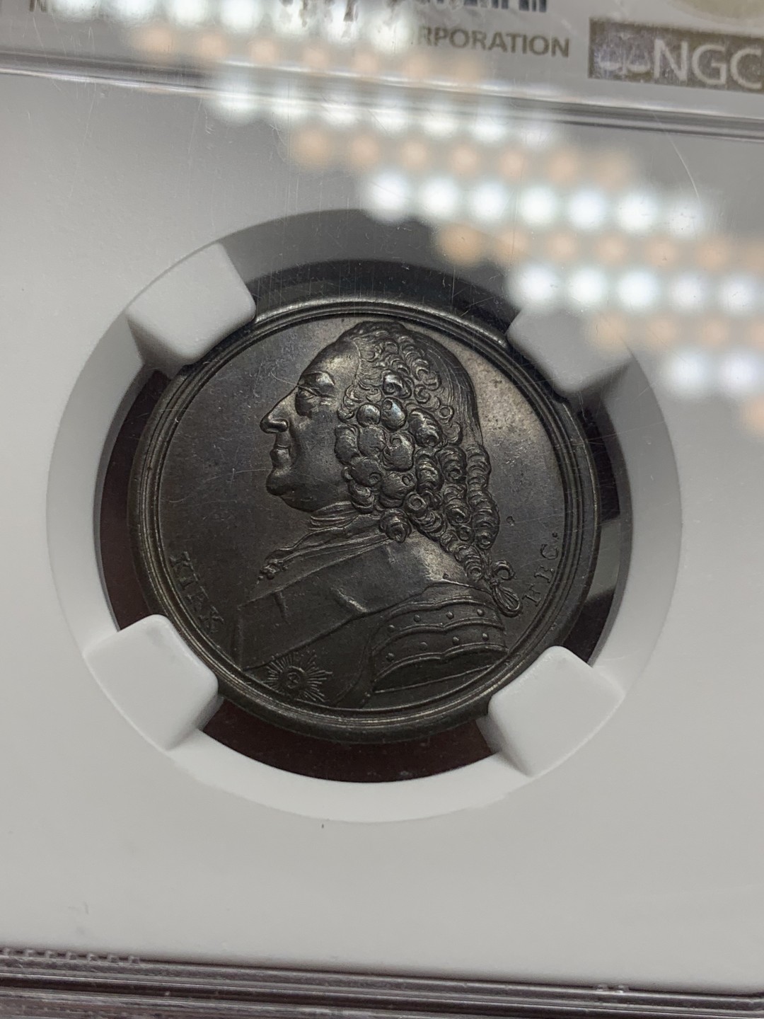 《竞宝斋》第116场-周日，周一 ，2场连拍（全场包邮） NGC MS63BN 英国1773年历史人物纪念铜章之乔治二世国王