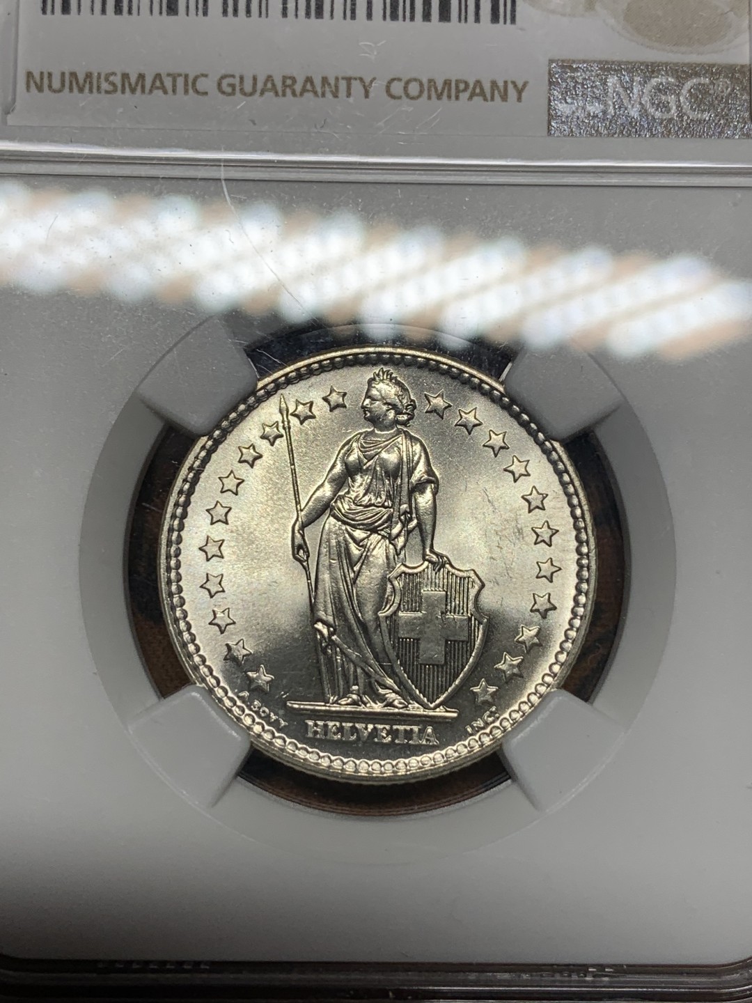 《竞宝斋》第116场-周日，周一 ，2场连拍（全场包邮） NGC MS65 1961年瑞士2法郎 2法郎高分难得