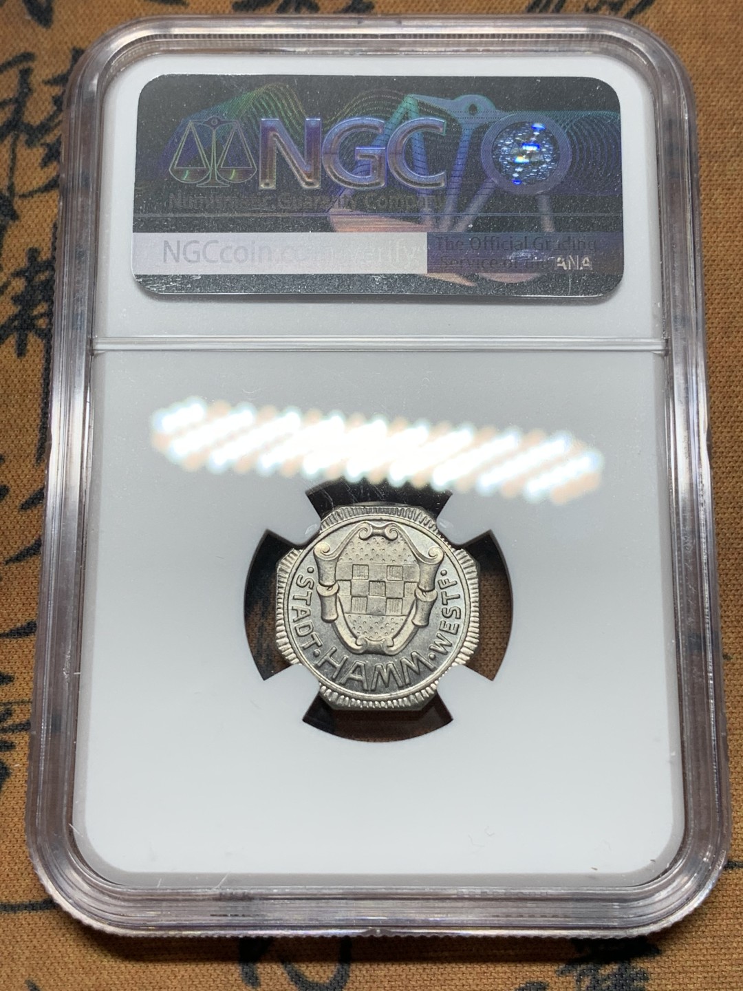 《竞宝斋》第116场-周日，周一 ，2场连拍（全场包邮） NGC MS64 1918年德国 德紧哈姆市2芬尼铁币 镜面感超强