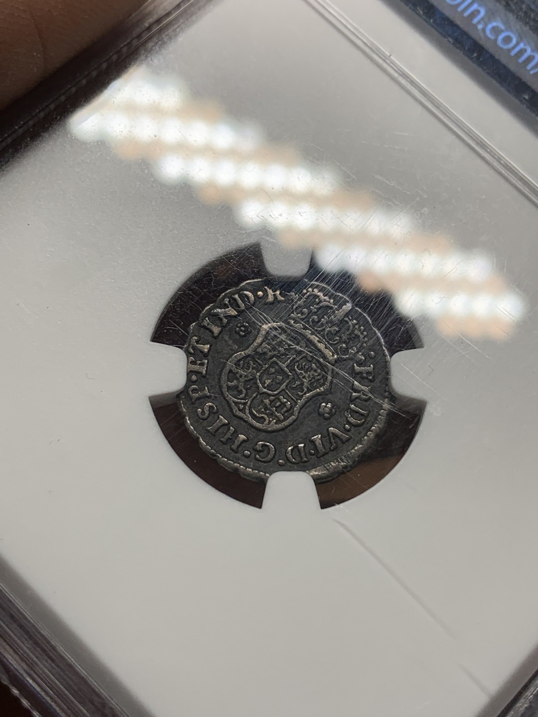 《竞宝斋》第116场-周日，周一 ，2场连拍（全场包邮） NGC-XF 1749年墨西哥MO M 1/2REAL 地球双柱 银币 老包浆