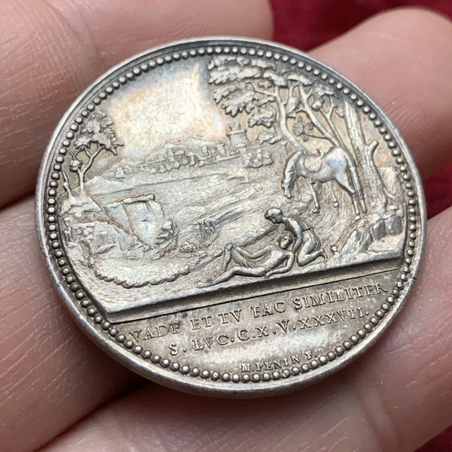 《竞宝斋》第116场-周日，周一 ，2场连拍（全场包邮） 法国 1818年 里昂银章 16.3g 33.5mm 边铭丰饶角 agent 边好 品相也不错