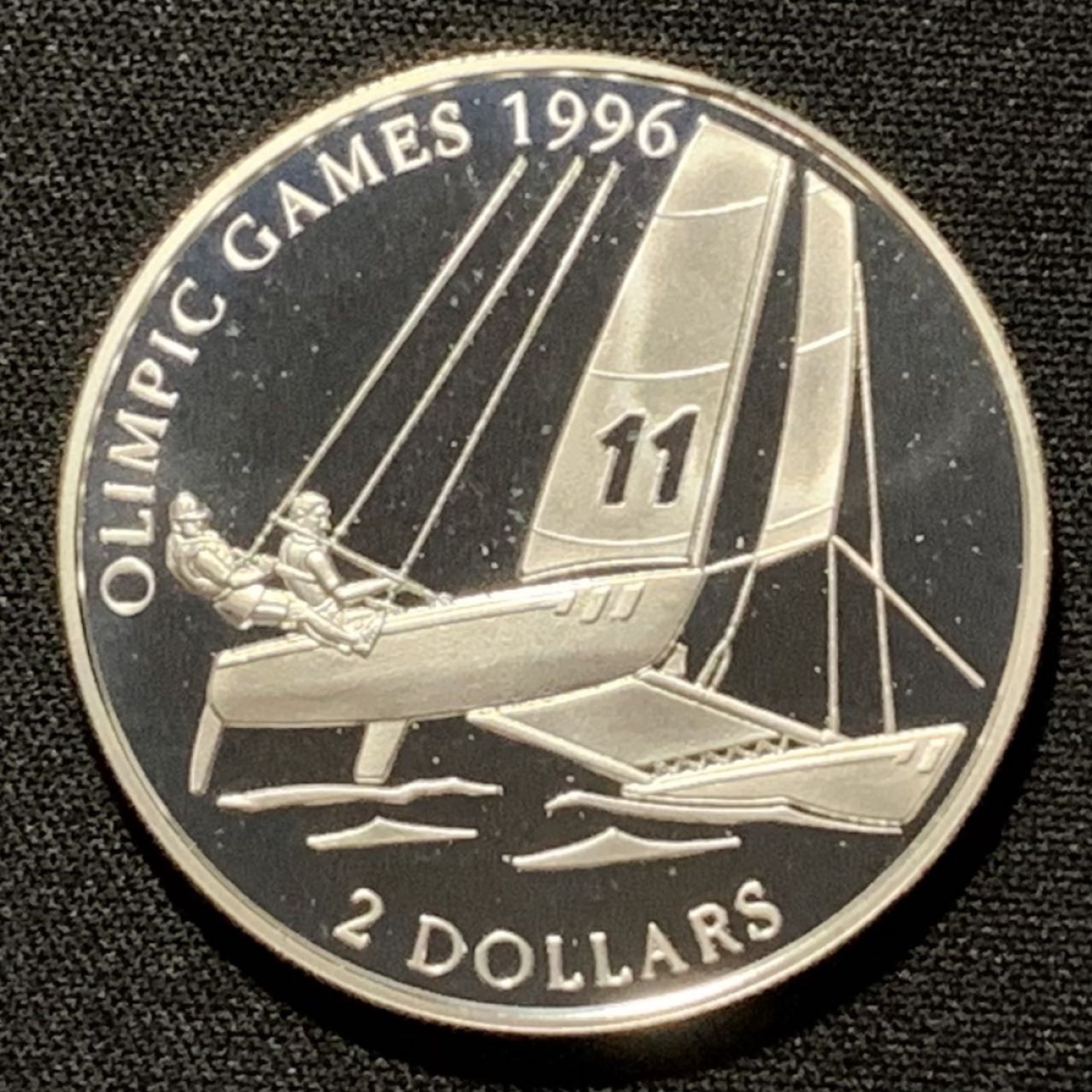 紫瑗钱币——第264期拍卖 巴哈马 1995年 亚特兰大奥运会 双体帆船 2元 23.33克 0.925银 精制