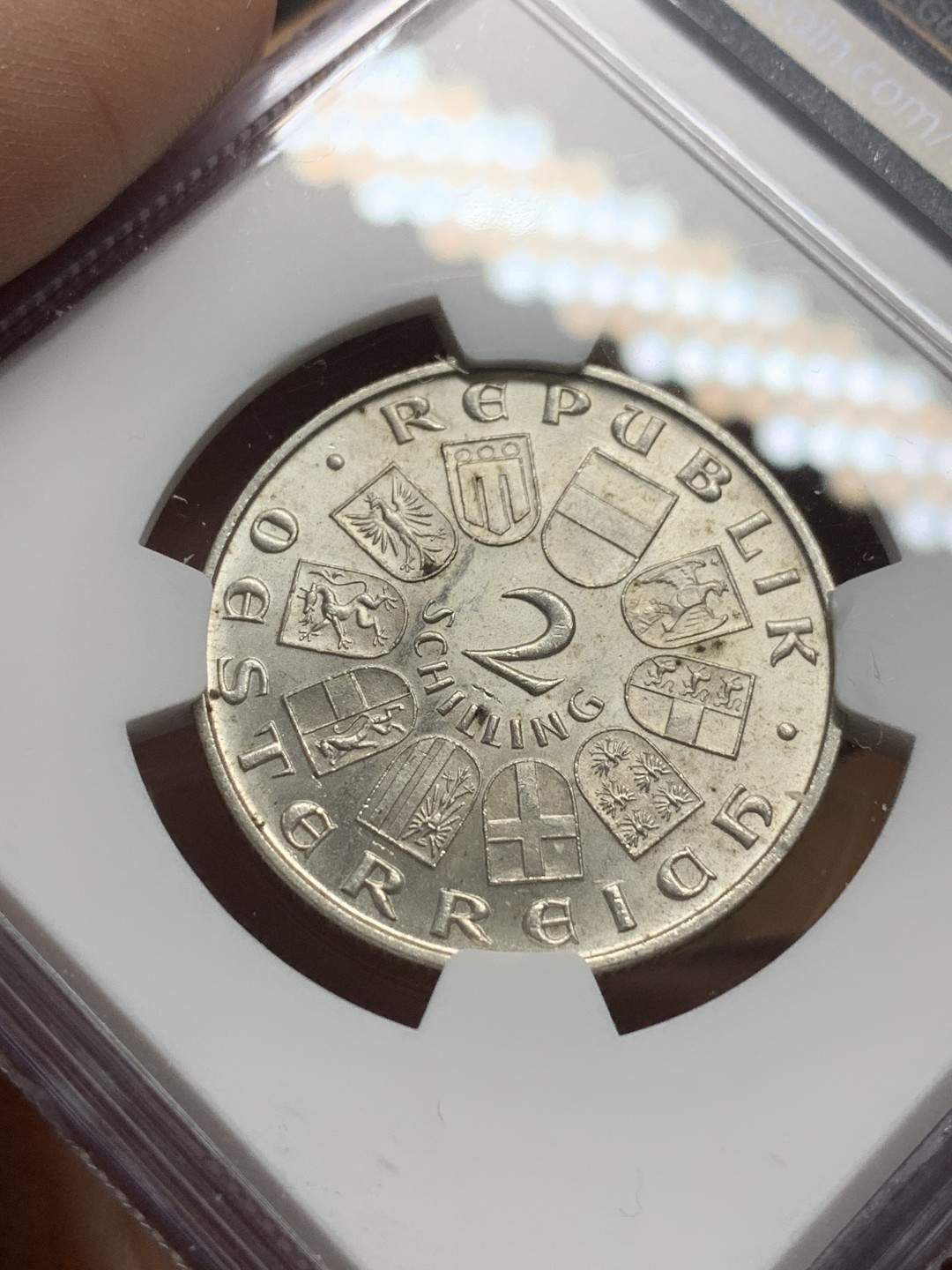 《竞宝斋》第116场-周日，周一 ，2场连拍（全场包邮） NGC-MS63 奥地利1930年 诗人瓦尔特 2先令银币 原光好品 天堂最新成交价350