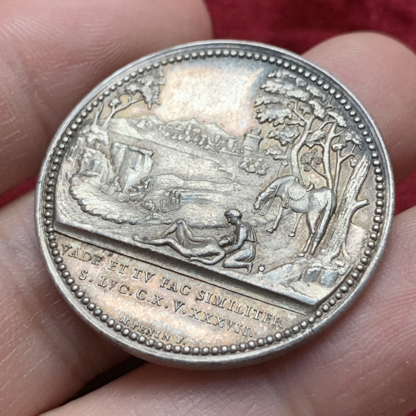 《竞宝斋》第116场-周日，周一 ，2场连拍（全场包邮） 法国 1818年 里昂银章 16.3g 33.5mm 边铭丰饶角 agent 边好 品相也不错