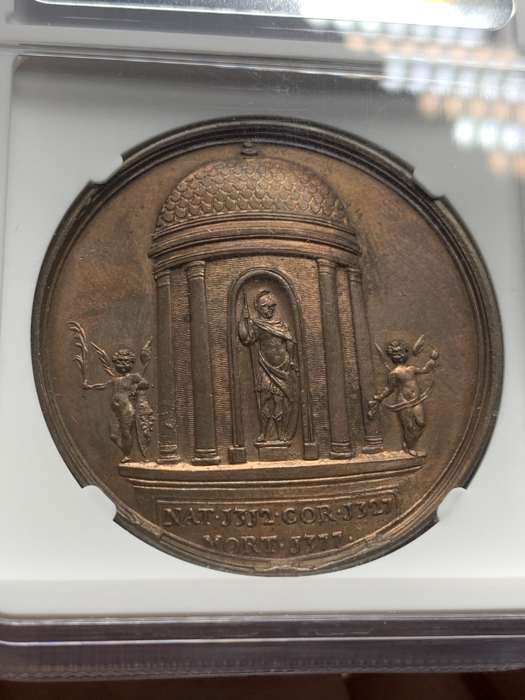 《竞宝斋》第116场-周日，周一 ，2场连拍（全场包邮） NGC-MS62BN 英国 1830 爱德华三世 大铜章 加厚盒 设计不错