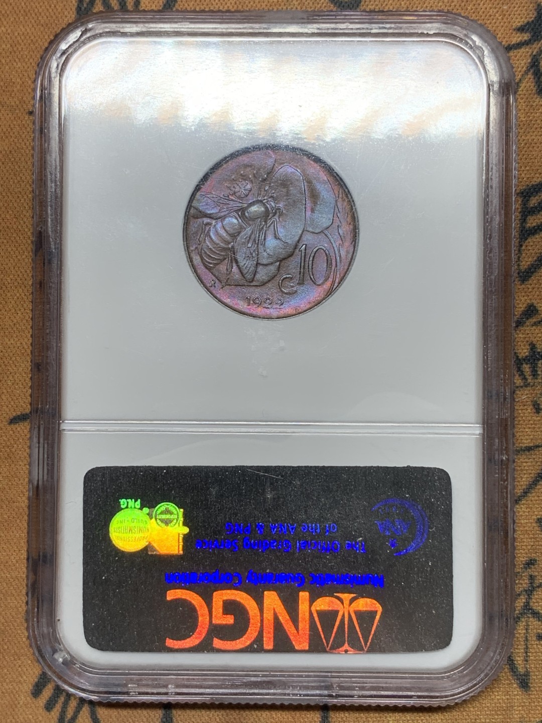 《竞宝斋》第116场-周日，周一 ，2场连拍（全场包邮） NGC MS65BN 意大利1922年国王伊曼纽尔三世头像10分铜币