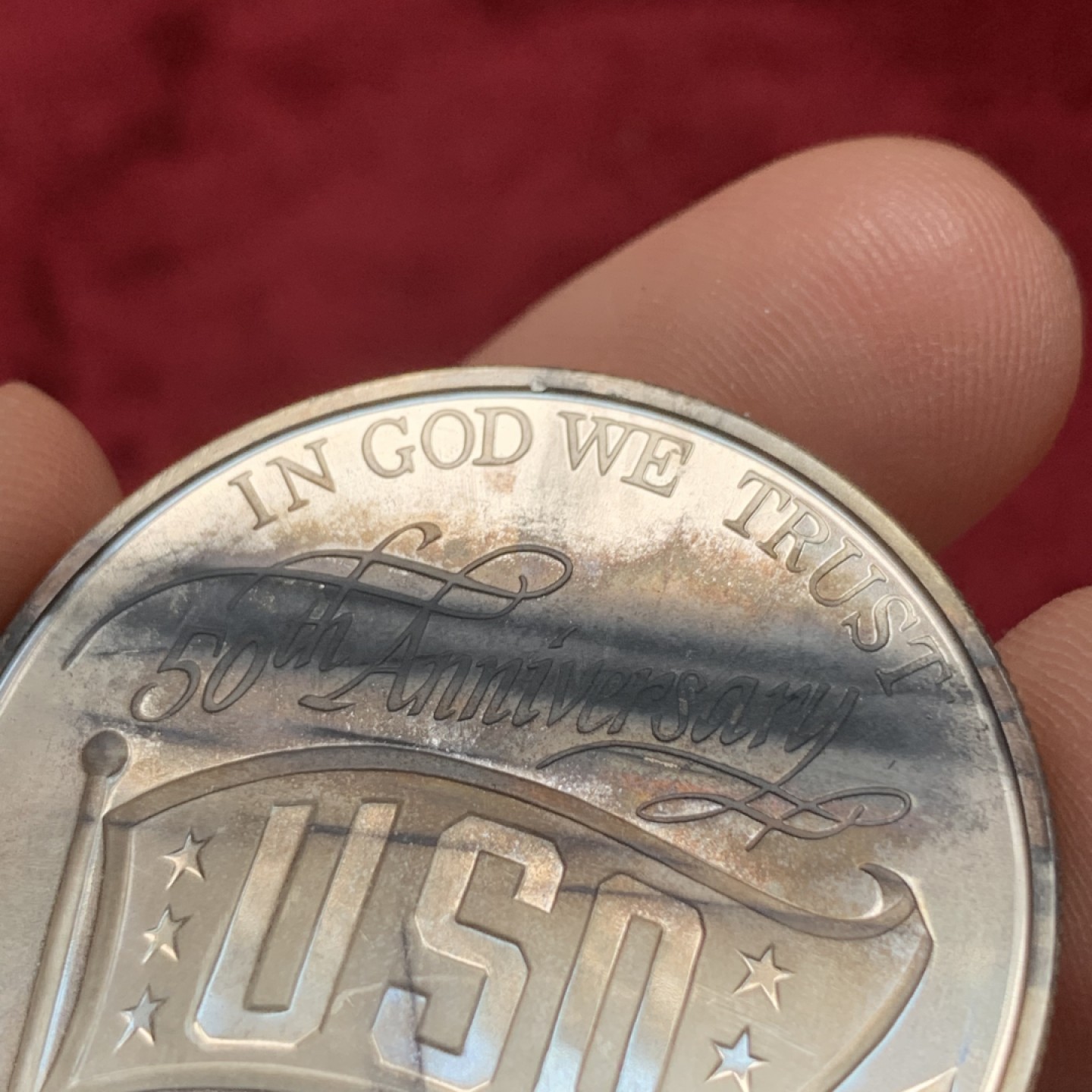 《竞宝斋》第116场-周日，周一 ，2场连拍（全场包邮） 美国1991年 联合服务组织成立50周年  1美元 大银币  38.1mm 26.73克