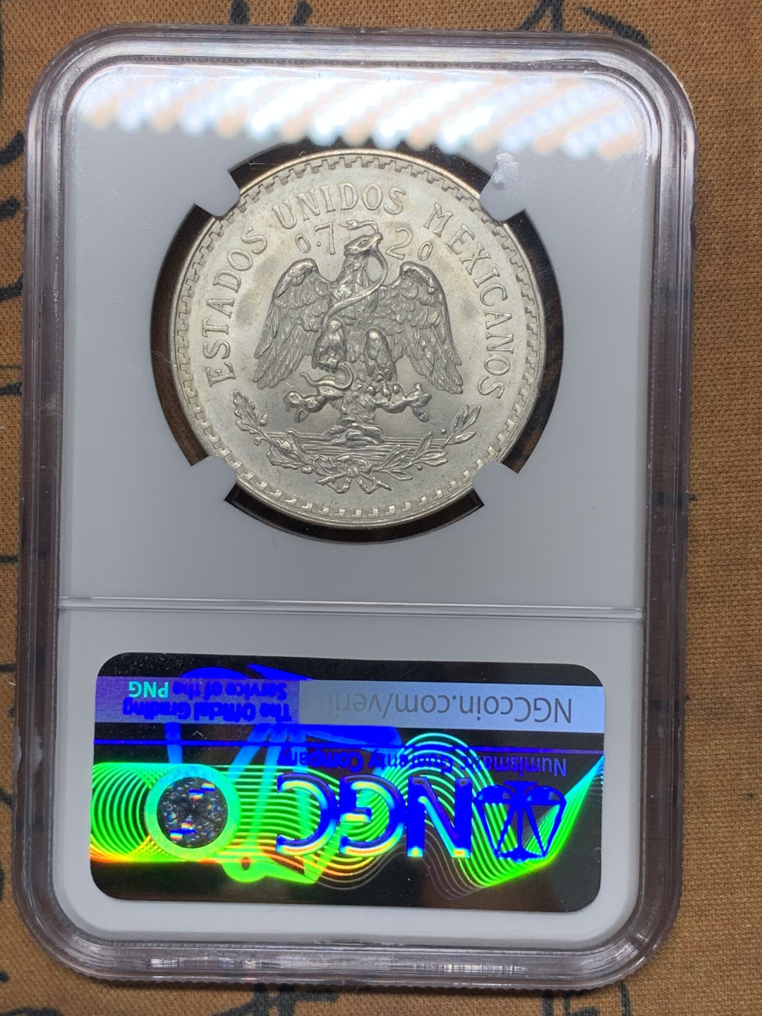 《竞宝斋》第116场-周日，周一 ，2场连拍（全场包邮） NGC MS63 墨西哥1943年1比索银币