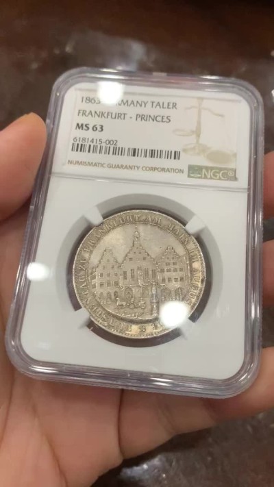 《竞宝斋》第116场-周日，周一 ，2场连拍（全场包邮） NGC MS63 1863年德国法兰克福王子会议泰勒 金色包浆 不输64分
