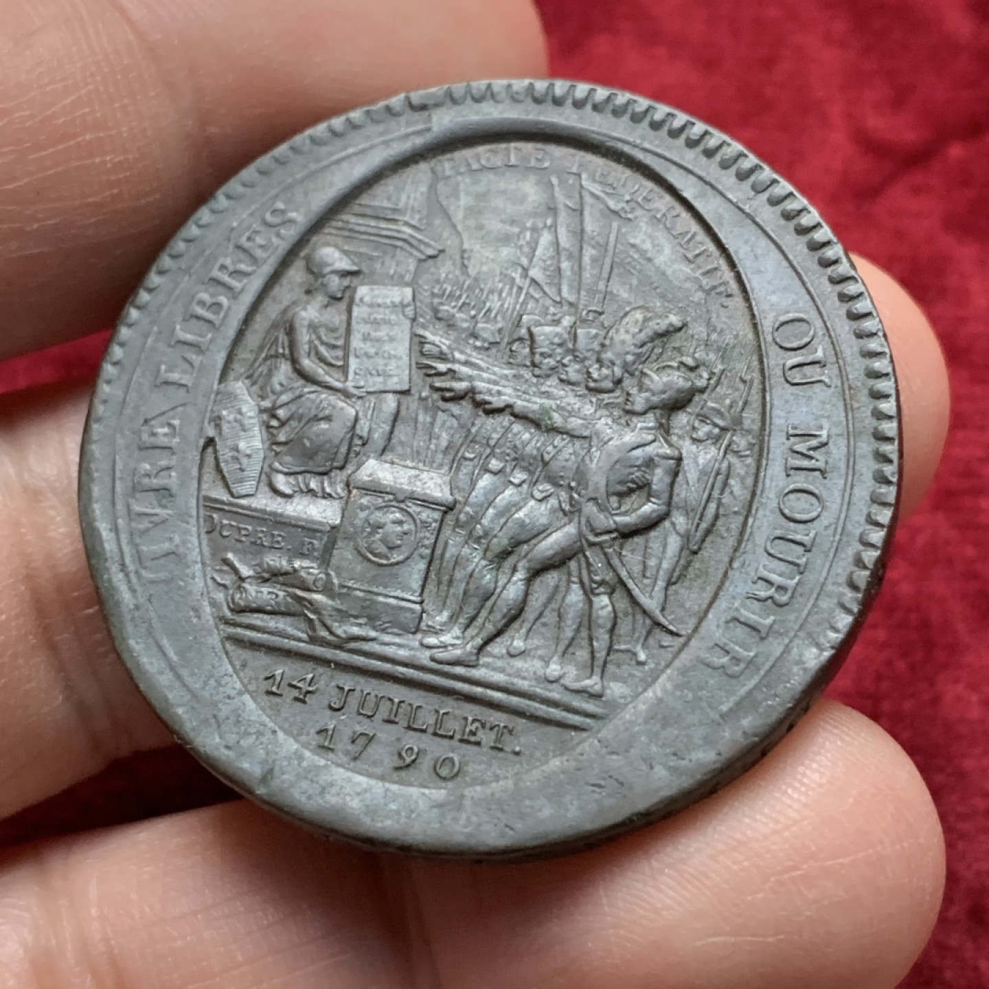 《竞宝斋》第116场-周日，周一 ，2场连拍（全场包邮） 法国1792年 法国大革命莫奈龙5苏铜币，直径39mm，重量31.5g，人物高点字体都十分清晰
