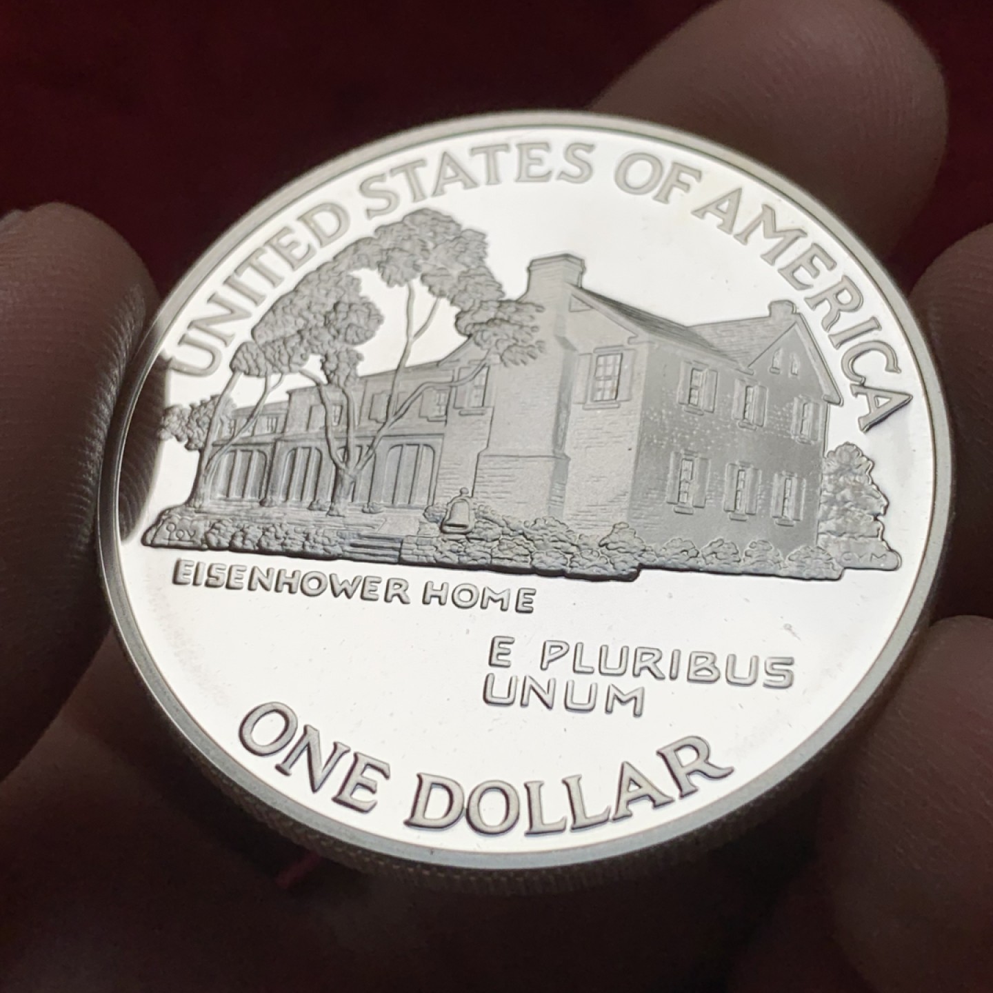 《竞宝斋》第116场-周日，周一 ，2场连拍（全场包邮） 美国1990年 精制版 艾森豪威尔百年纪念  1美元 大银币  38.1mm 26.73克