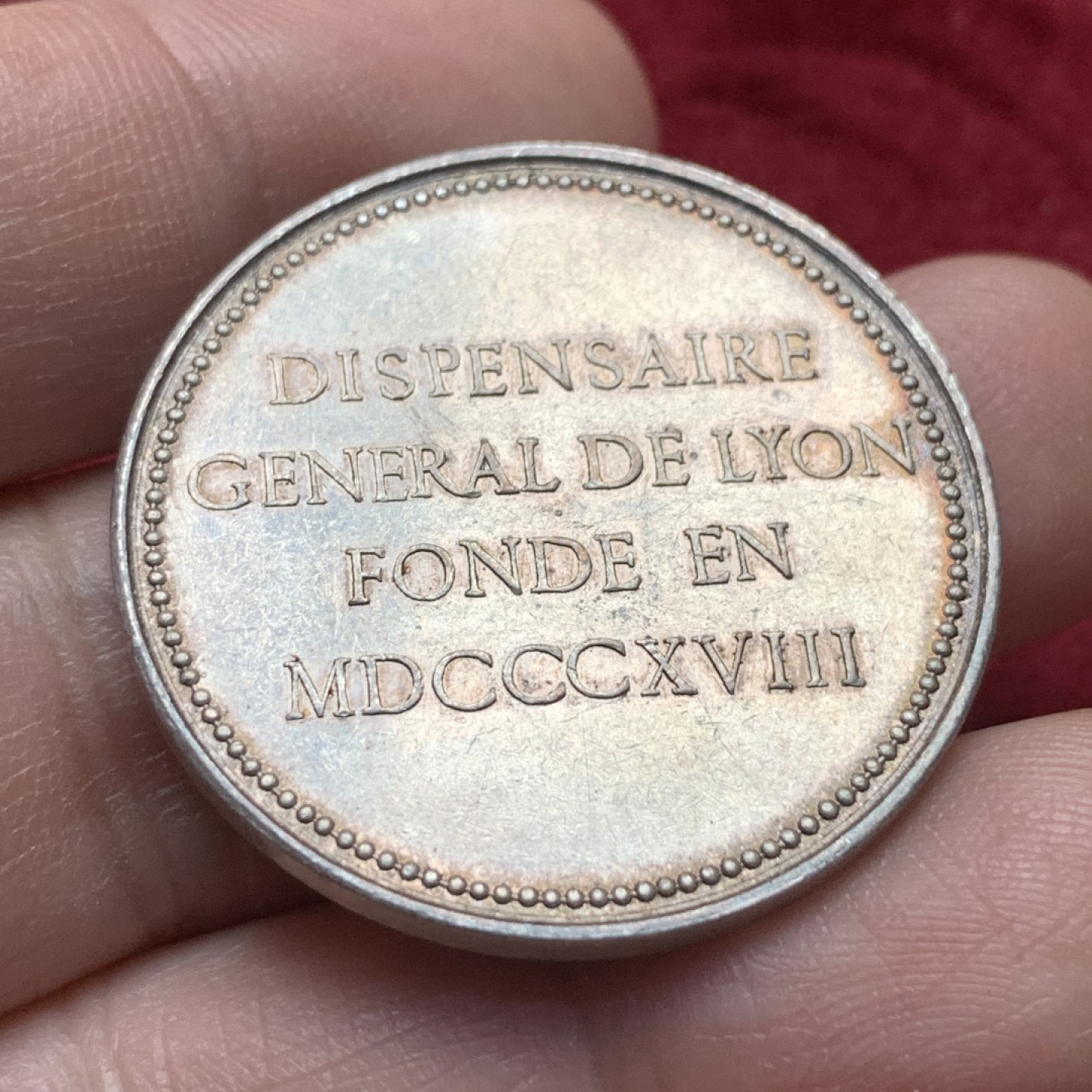 《竞宝斋》第116场-周日，周一 ，2场连拍（全场包邮） 法国 1818年 里昂银章 16.3g 33.5mm 边铭丰饶角 agent 边好 品相也不错