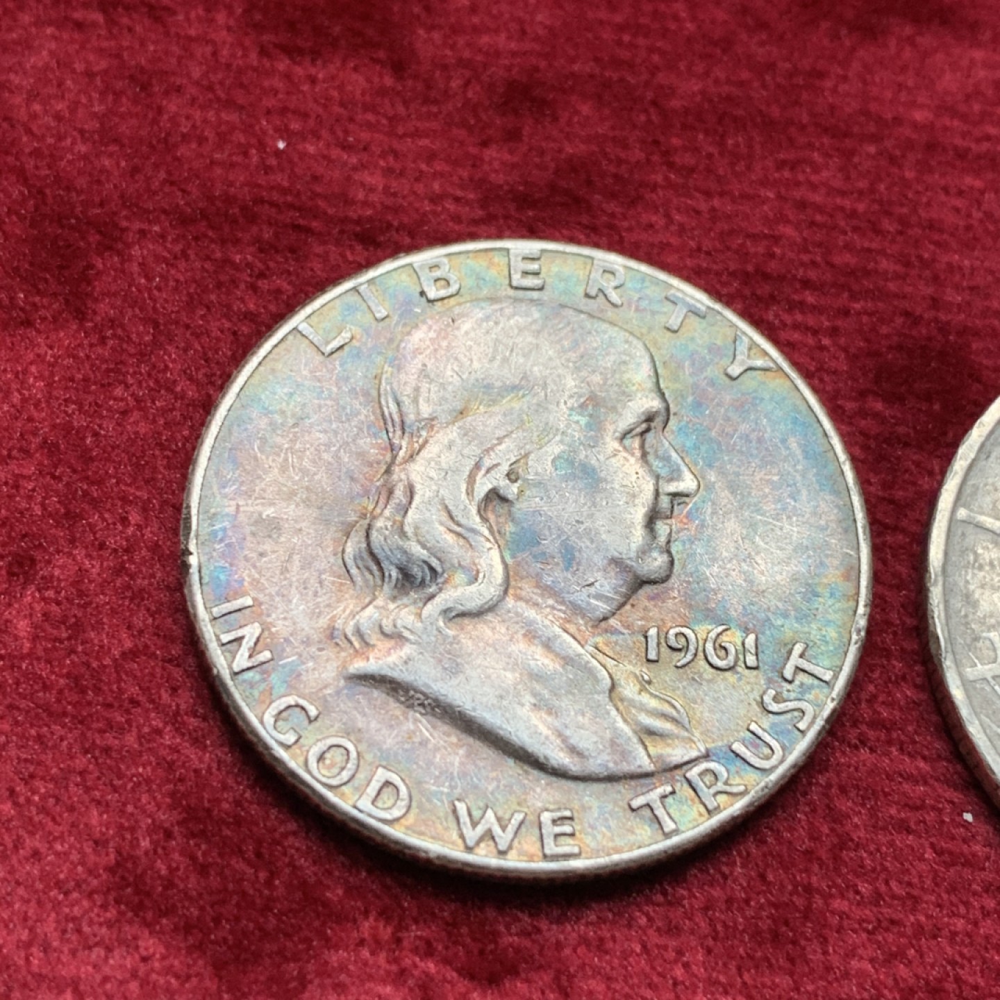 《竞宝斋》第116场-周日，周一 ，2场连拍（全场包邮） 美国银币2枚一起 1942 行走半美元银币+1961 富兰克林 半美元银币