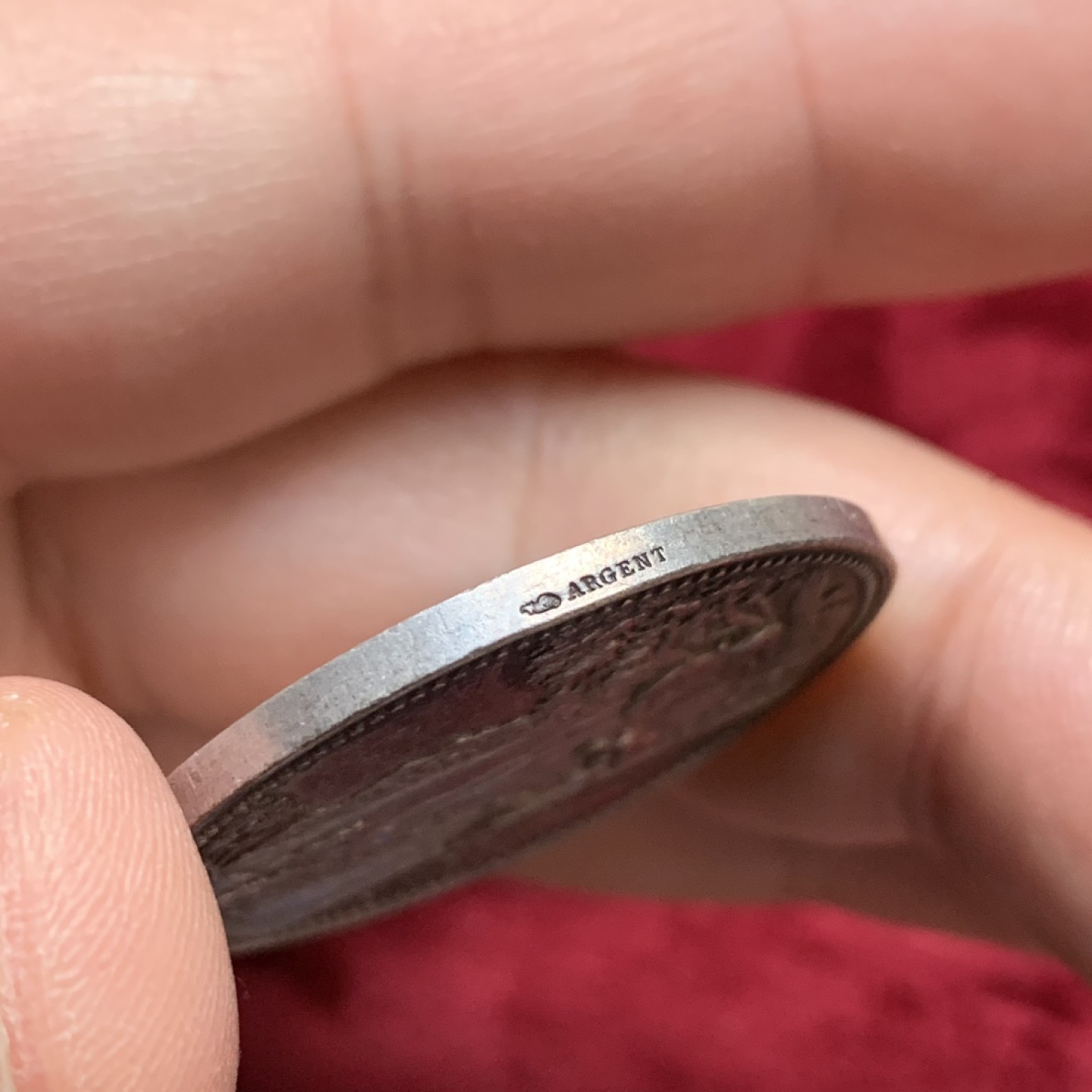 《竞宝斋》第116场-周日，周一 ，2场连拍（全场包邮） 法国 1818年 里昂银章 16.3g 33.5mm 边铭丰饶角 agent 边好 品相也不错